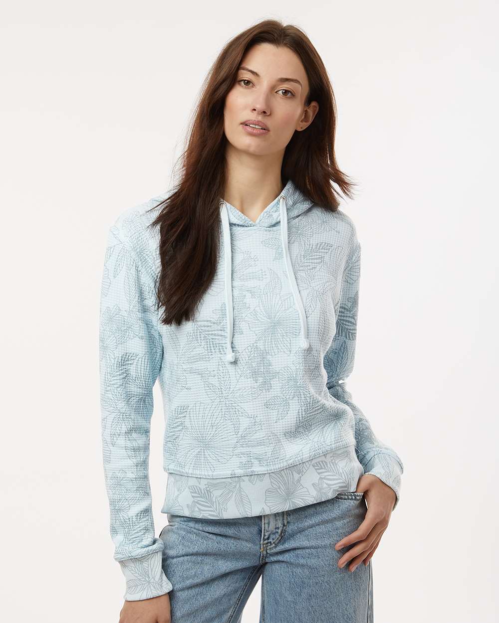 MV Sport-W24105-Women's Maddie Floral Print Hooded Sweatshirt - Image 4
