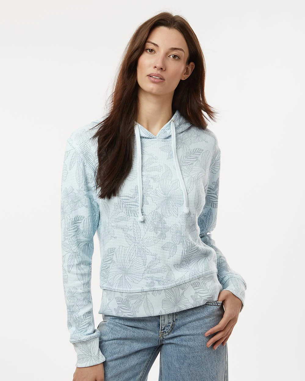 MV Sport-W24105-Women's Maddie Floral Print Hooded Sweatshirt - Image 7