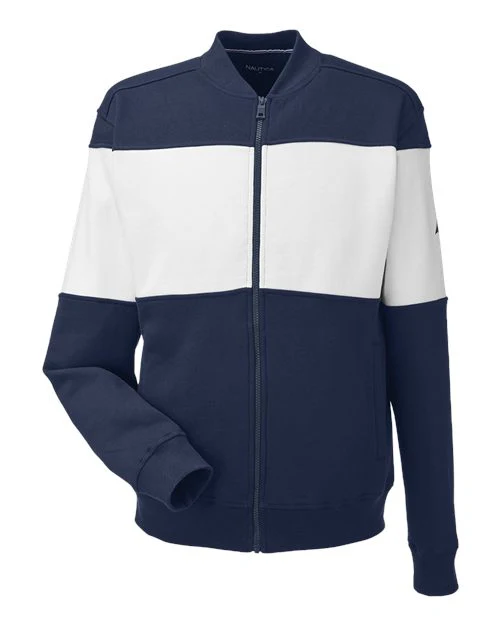 Nautica-N17928-Unisex Anchor Fleece Colorblocked Bomber Jacket - Image 3