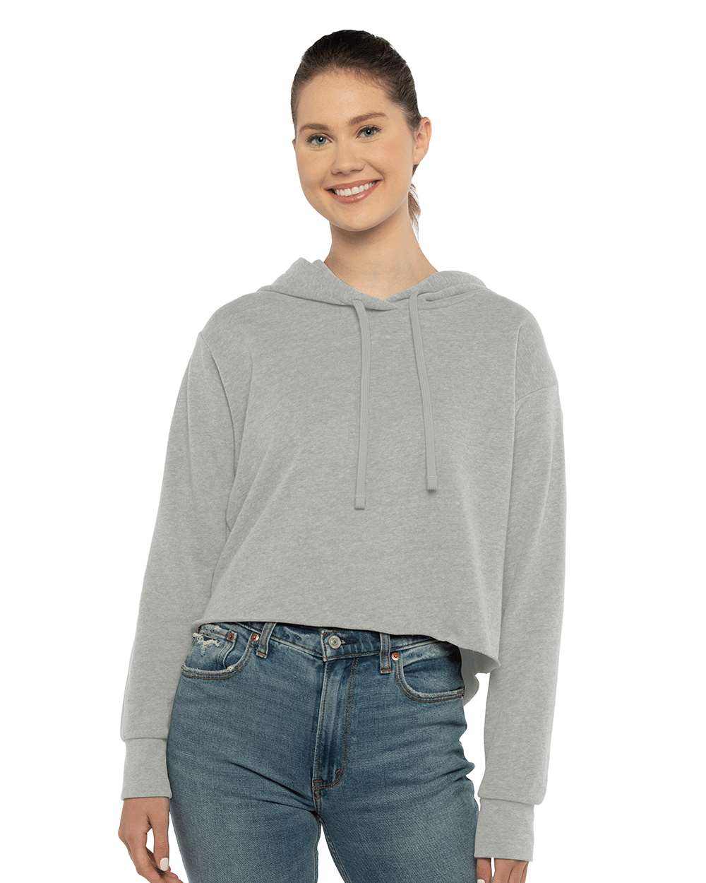 Next Level-9384-Women's Laguna Sueded Raw Edge Crop Hoodie - Image 15