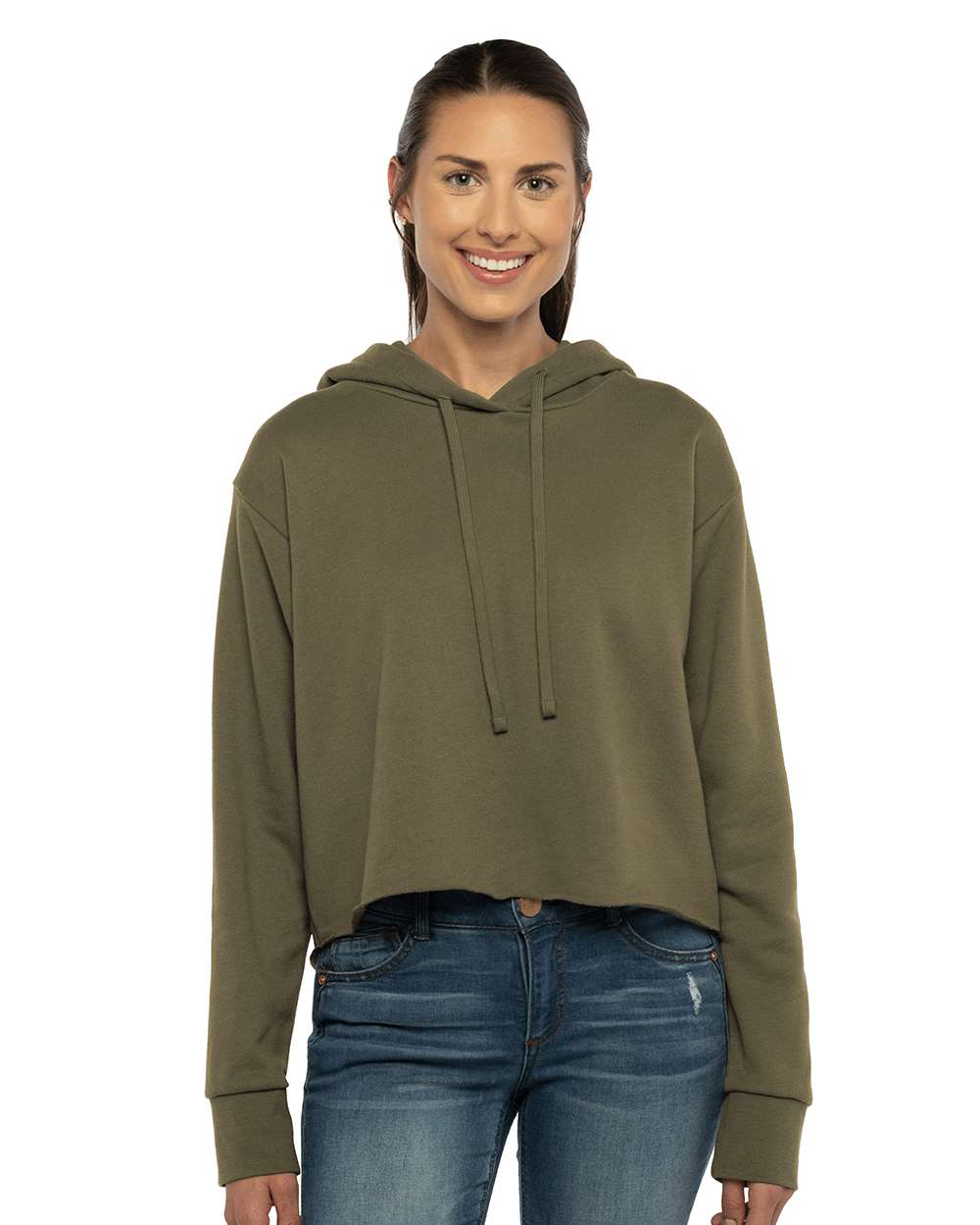 Next Level-9384-Women's Laguna Sueded Raw Edge Crop Hoodie - Image 26