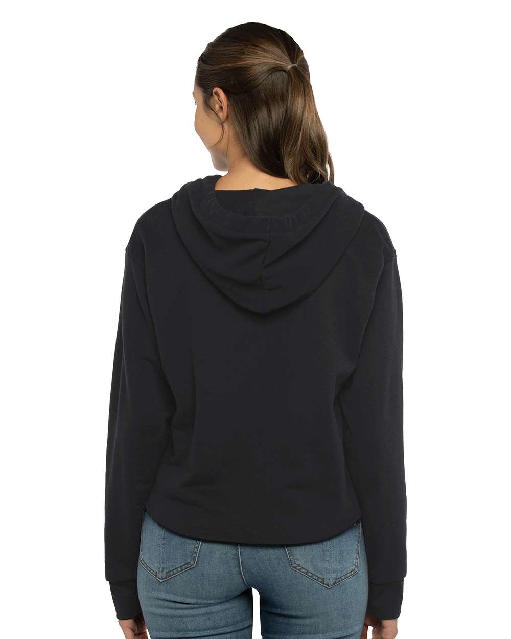 Next Level-9384-Women's Laguna Sueded Raw Edge Crop Hoodie - Image 5
