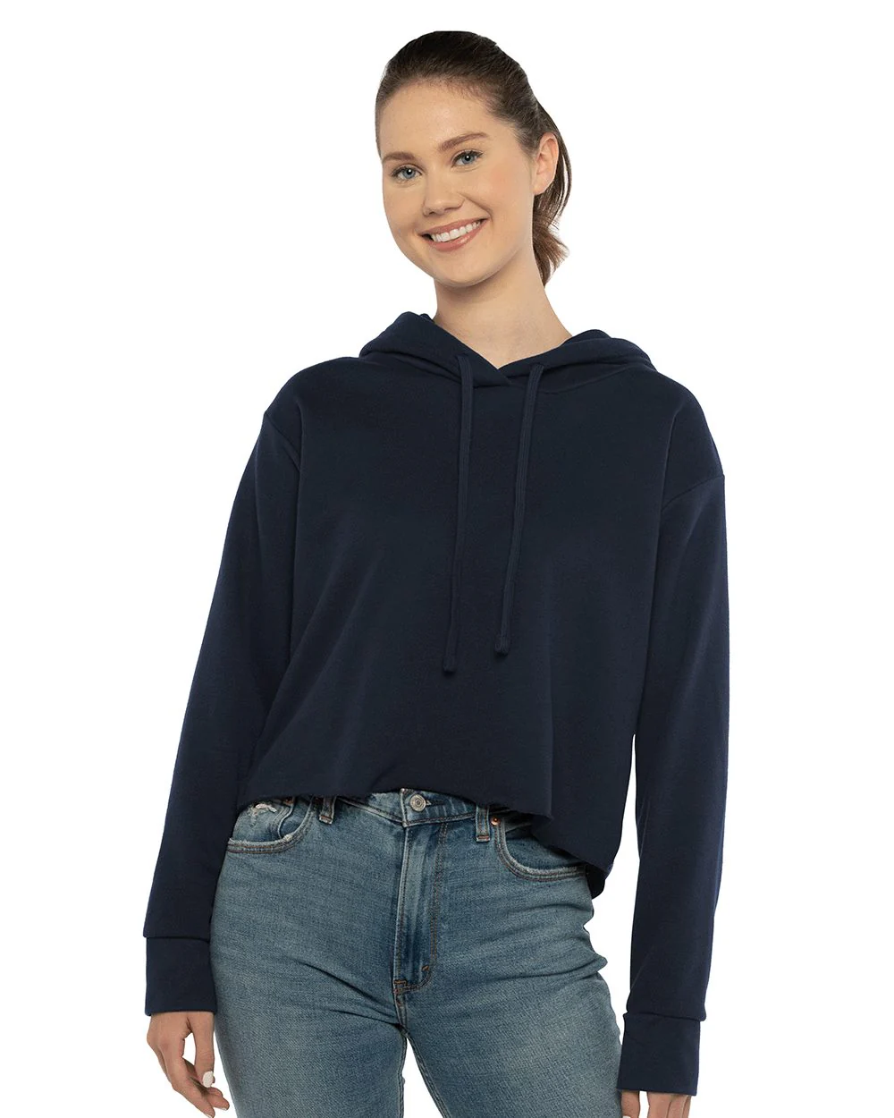 Next Level-9384-Women's Laguna Sueded Raw Edge Crop Hoodie - Image 6