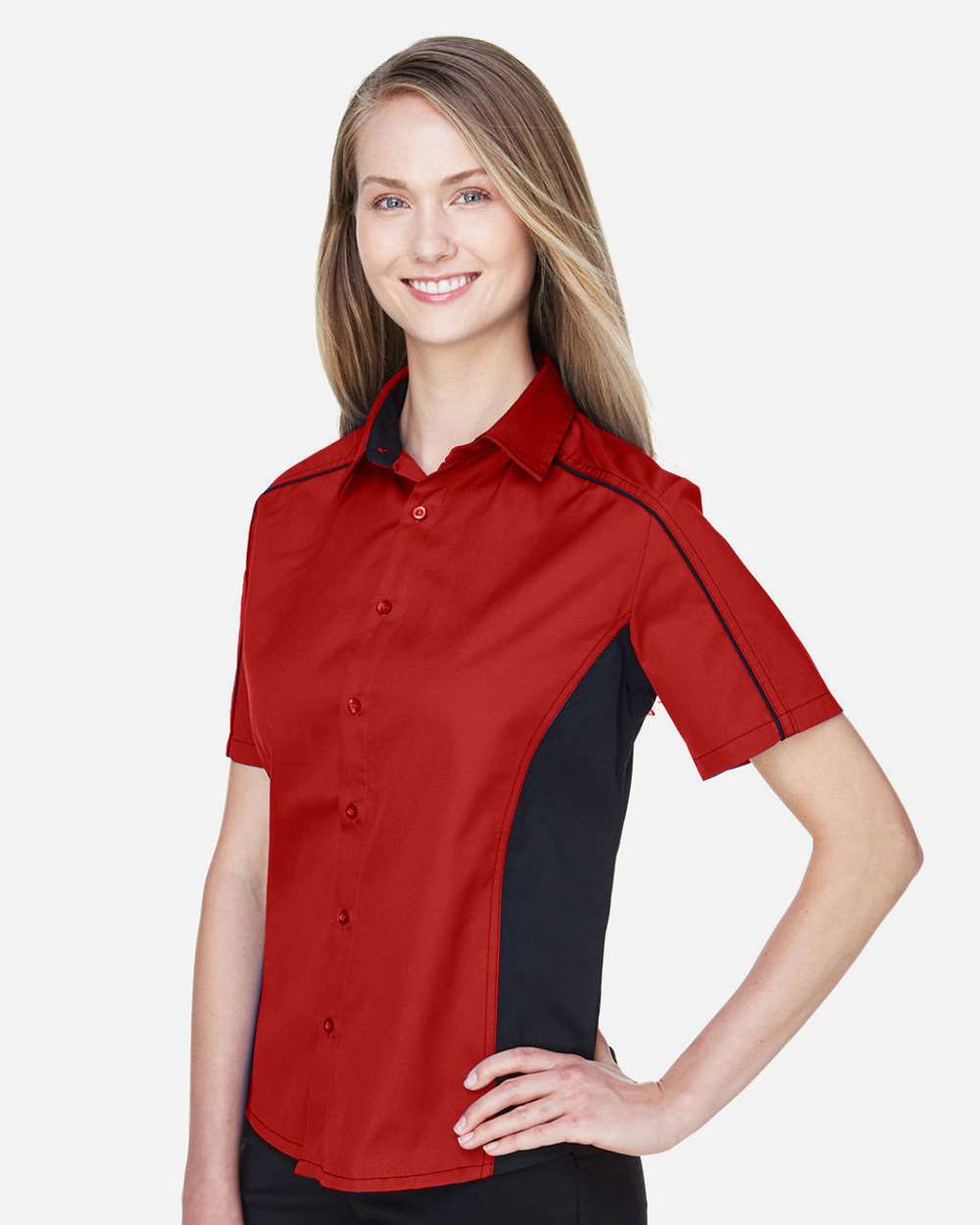 North End-77042-Women's Fuse Colorbloack Twill Short Sleeve Shirt - Image 10