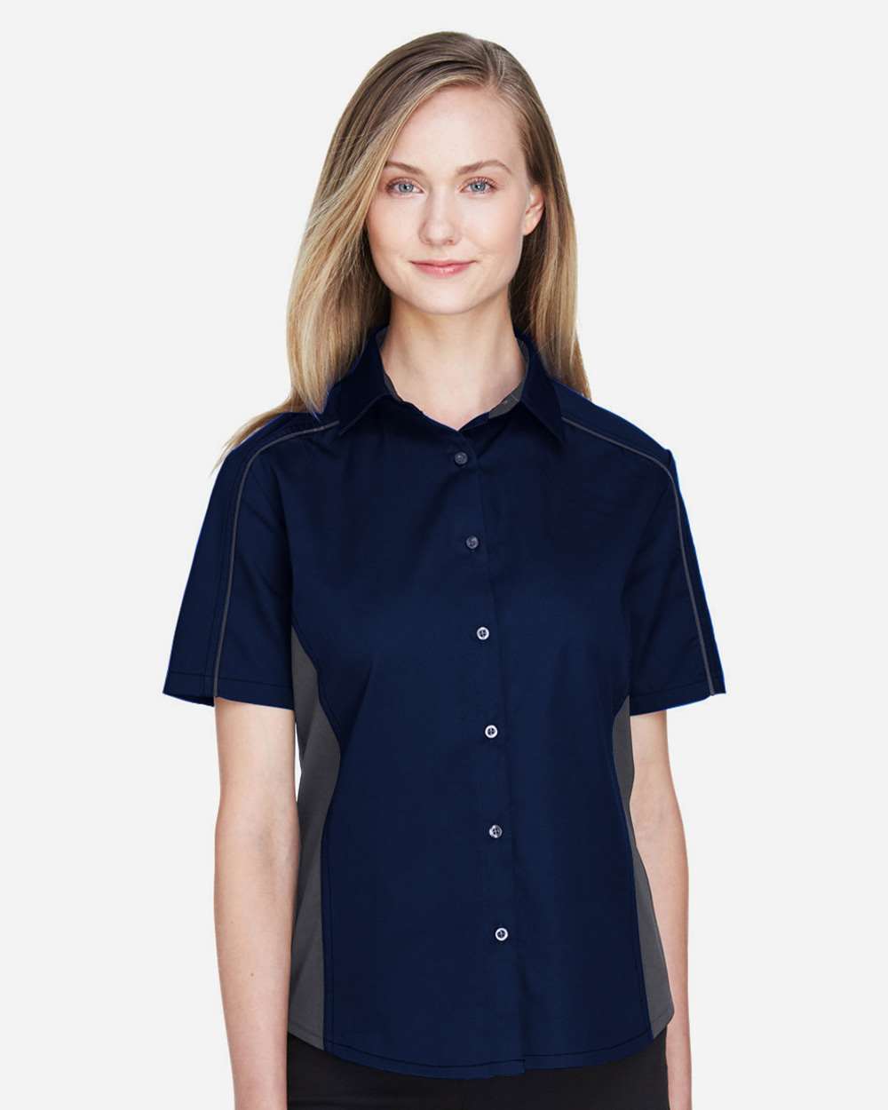 North End-77042-Women's Fuse Colorbloack Twill Short Sleeve Shirt - Image 3