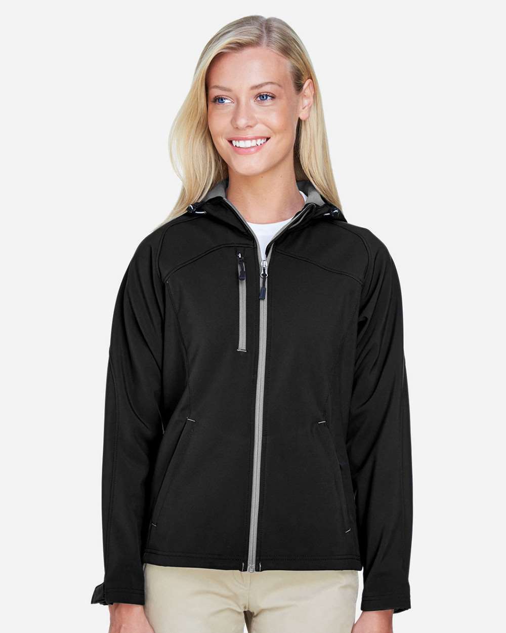 North End-78166-Women's Prospect Two-Layer Fleece Bonded Soft Shell Hooded Jacket - Image 3