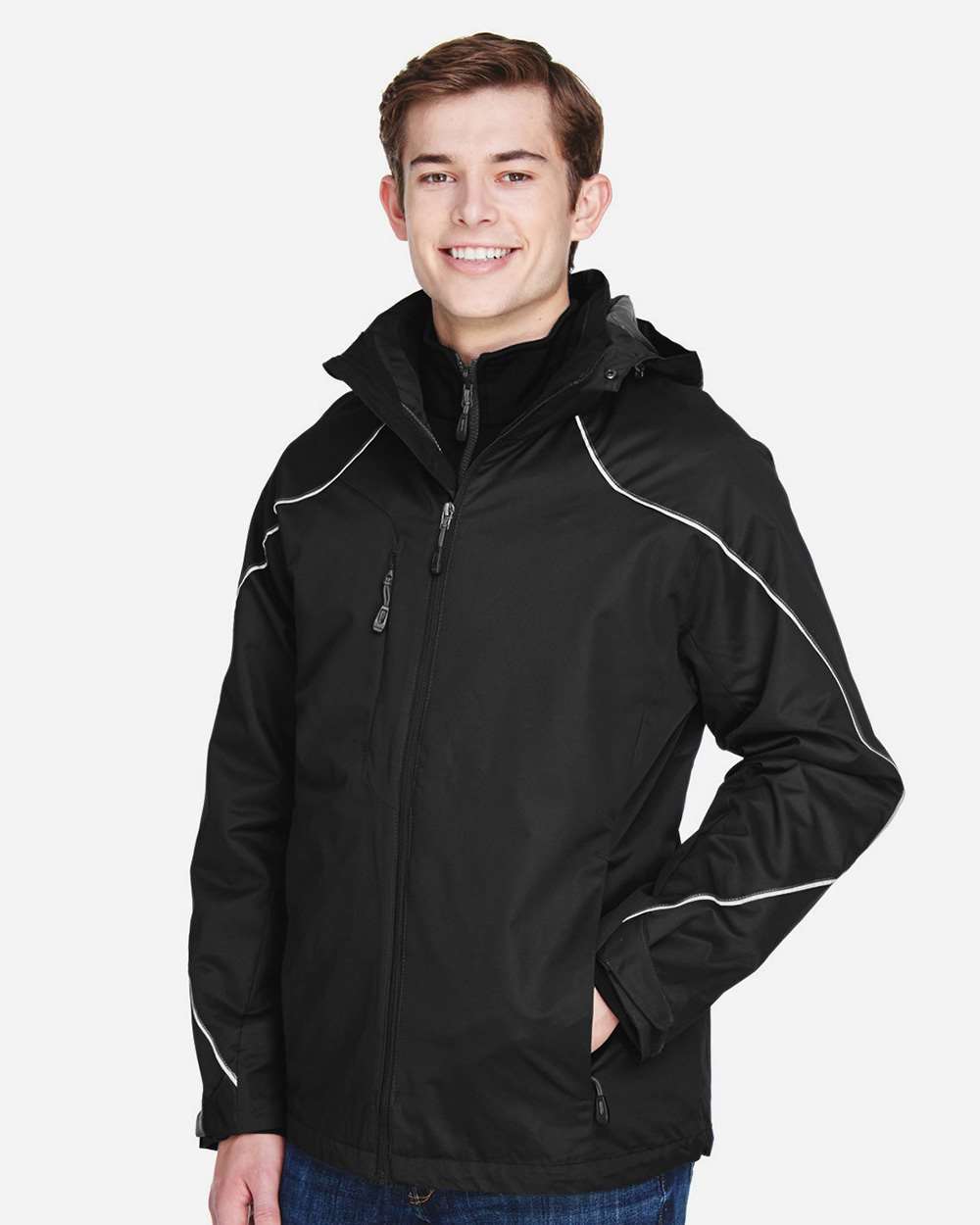 North End-88196-Men's Angle 3-In-1 Jacket with Bonded Fleece Liner - Image 4