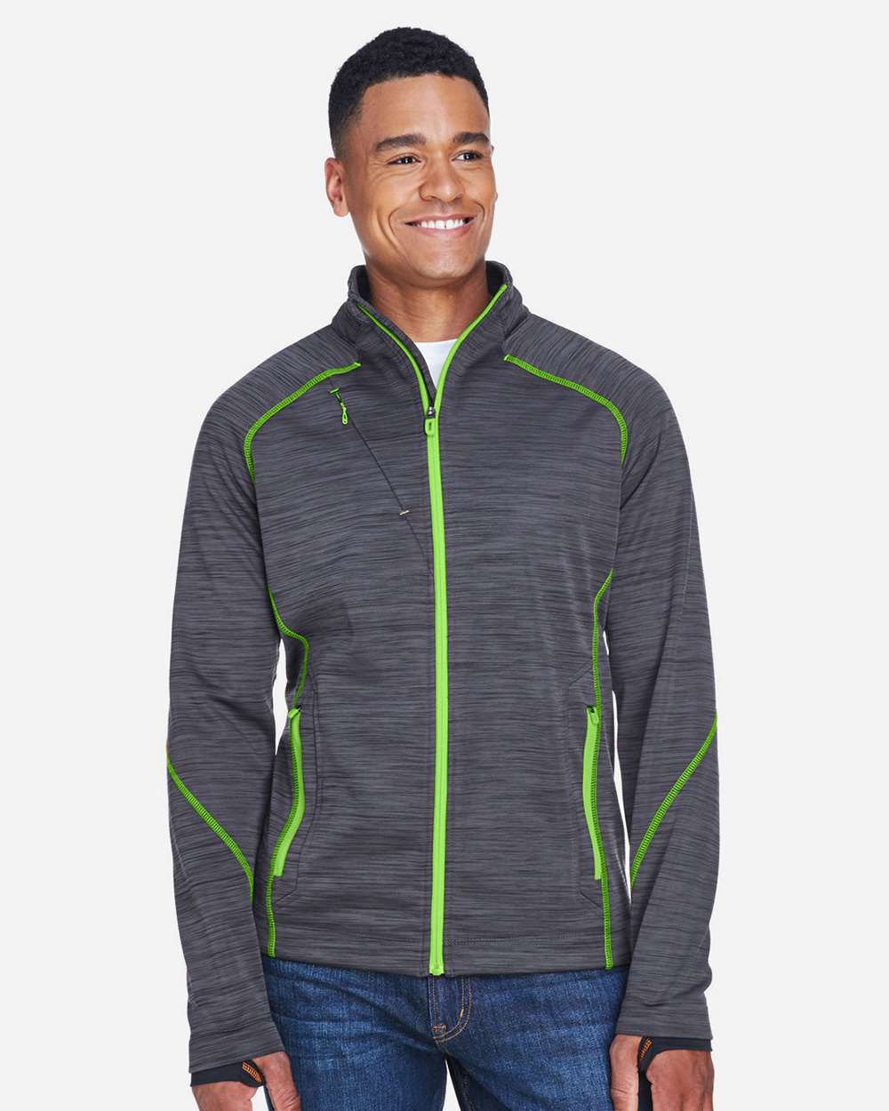North End-88697-Men's Flux Mélange Bonded Fleece Jacket - Image 3
