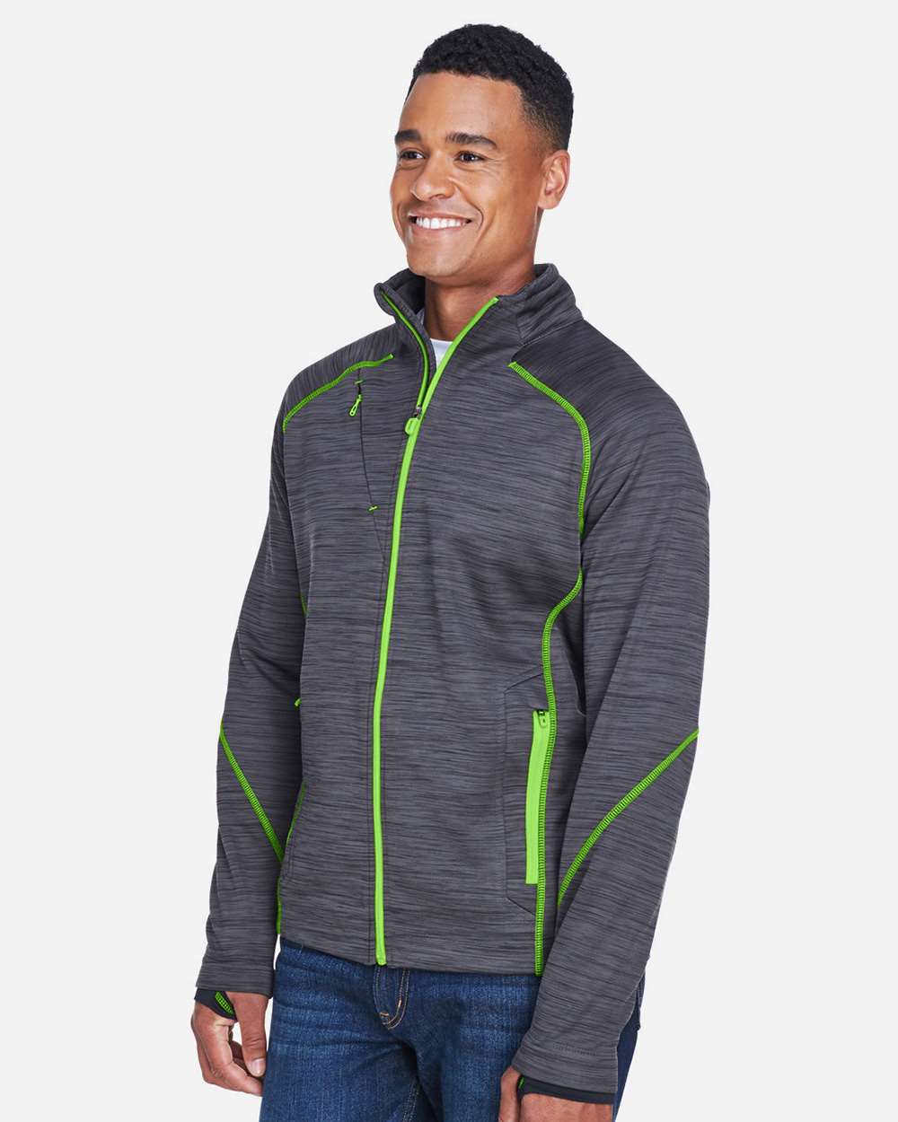 North End-88697-Men's Flux Mélange Bonded Fleece Jacket - Image 4