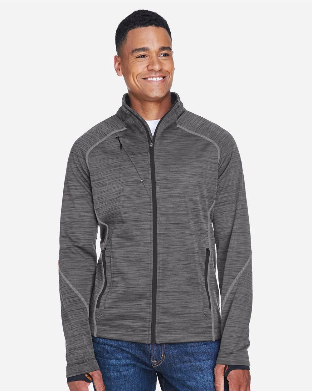 North End-88697-Men's Flux Mélange Bonded Fleece Jacket - Image 6
