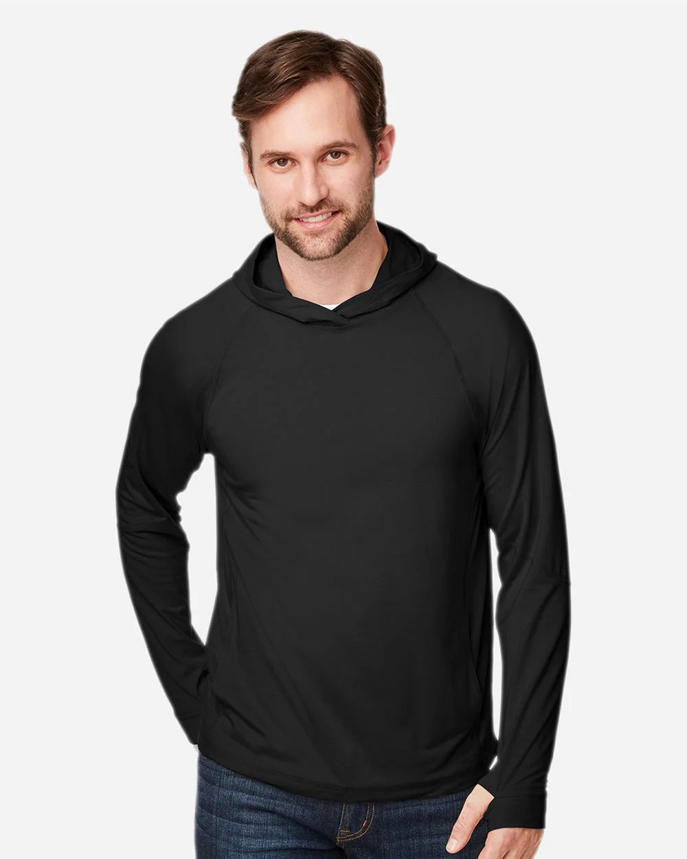 North End-NE105-Unisex JAQ Stretch Performance Hooded Long Sleeve T-Shirt - Image 7