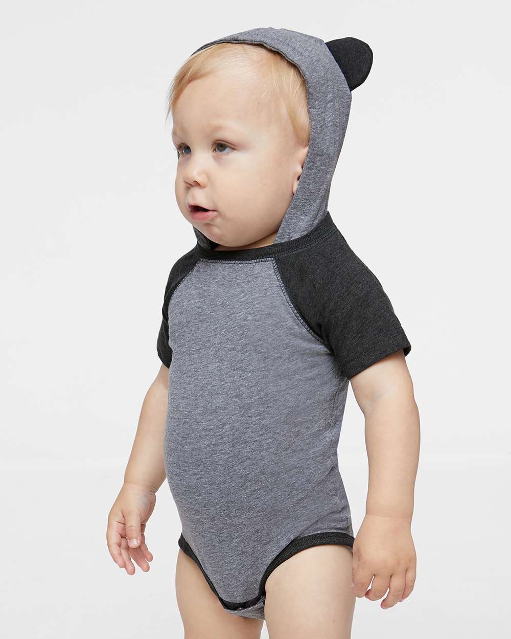Rabbit Skins-4417-Fine Jersey Infant Short Sleeve Raglan Bodysuit with Hood & Ears - Image 12