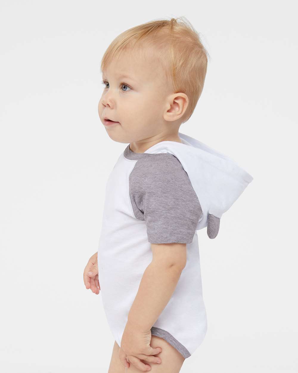 Rabbit Skins-4417-Fine Jersey Infant Short Sleeve Raglan Bodysuit with Hood & Ears - Image 5
