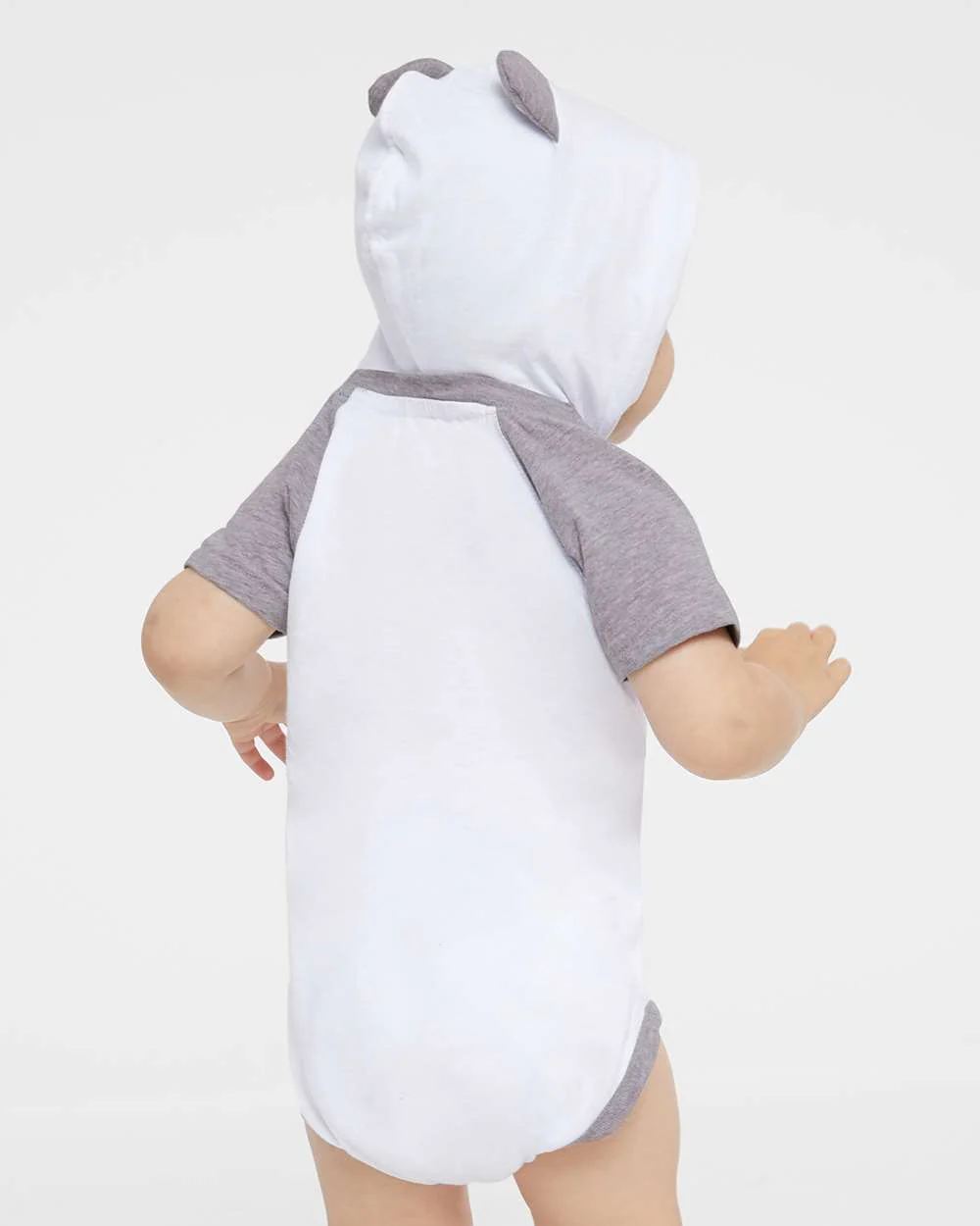 Rabbit Skins-4417-Fine Jersey Infant Short Sleeve Raglan Bodysuit with Hood & Ears - Image 6