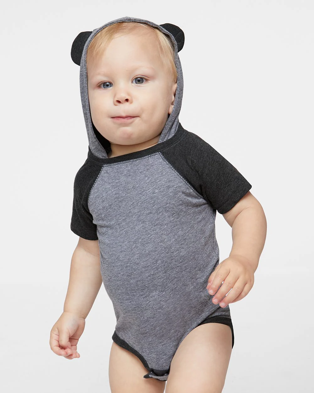 Rabbit Skins-4417-Fine Jersey Infant Short Sleeve Raglan Bodysuit with Hood & Ears - Image 7