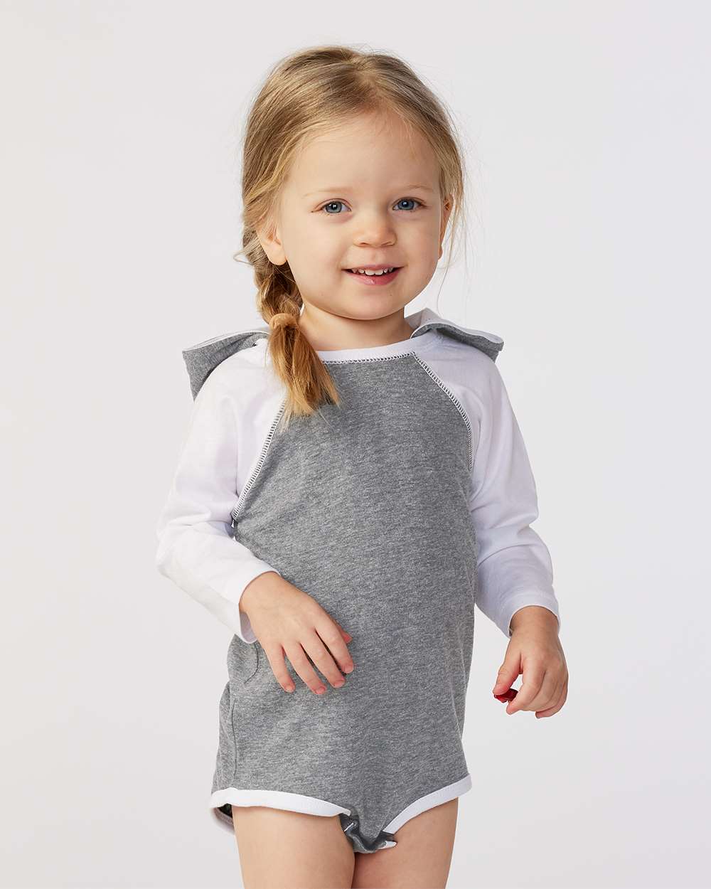 Rabbit Skins-4418-Fine Jersey Infant Character Hooded Long Sleeve Bodysuit with Ears - Image 4