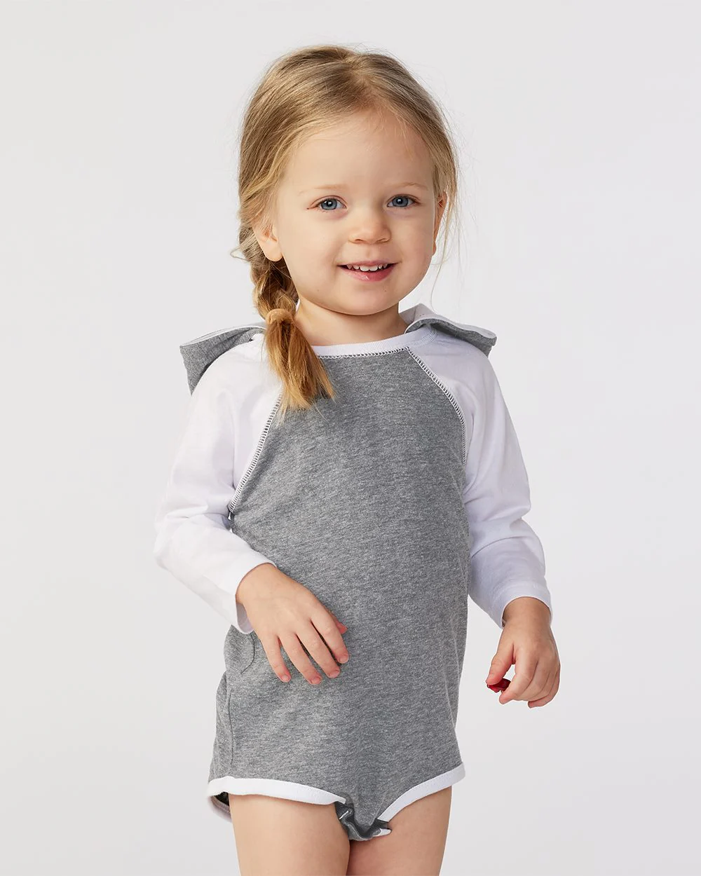 Rabbit Skins-4418-Fine Jersey Infant Character Hooded Long Sleeve Bodysuit with Ears - Image 7