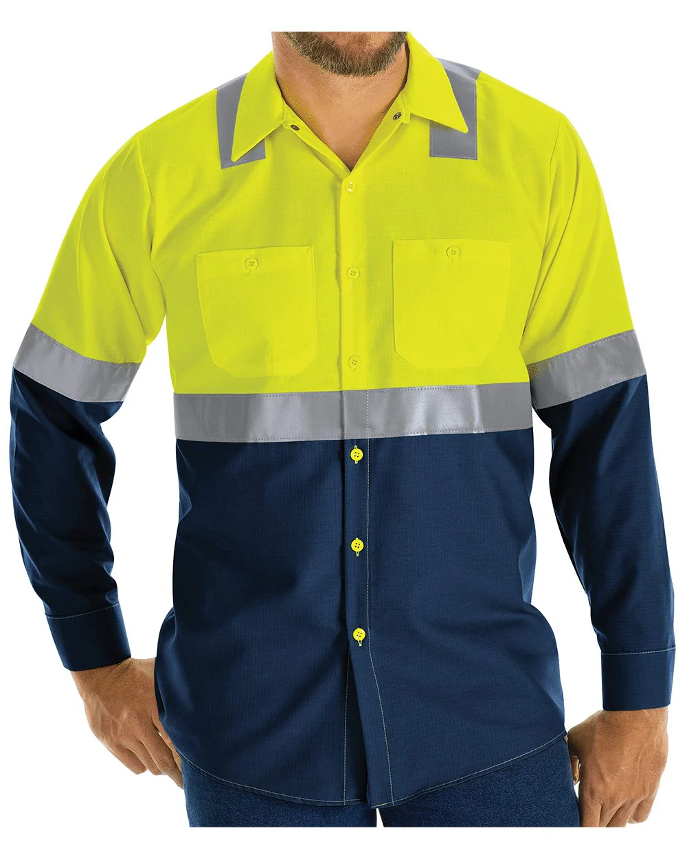 Red Kap-SY14-Enhanced & Hi-Visibility Long Sleeve Work Shirt - Image 3