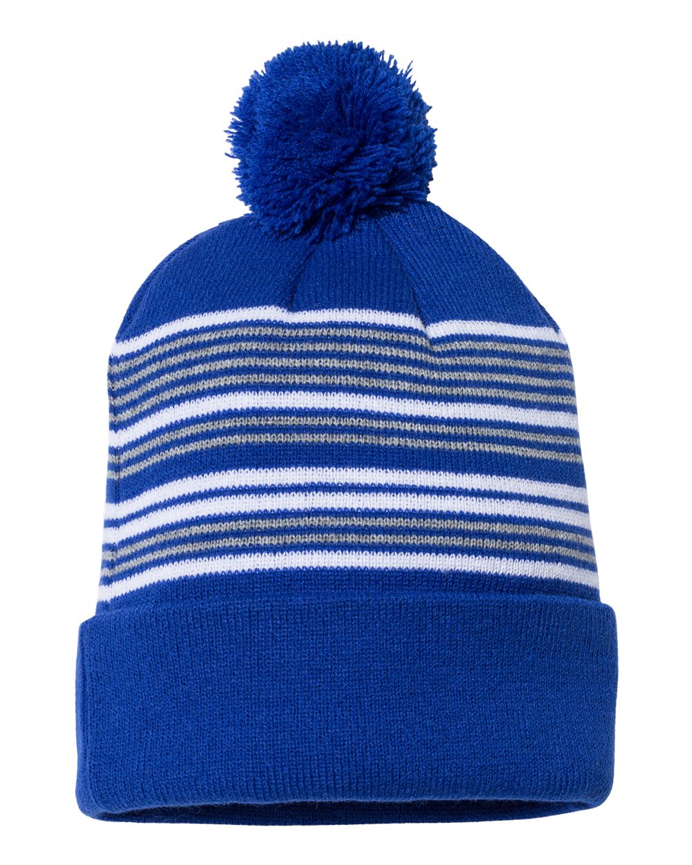 Sportsman-SP60-12" Striped Pom-Pom Cuffed Beanie - Image 12
