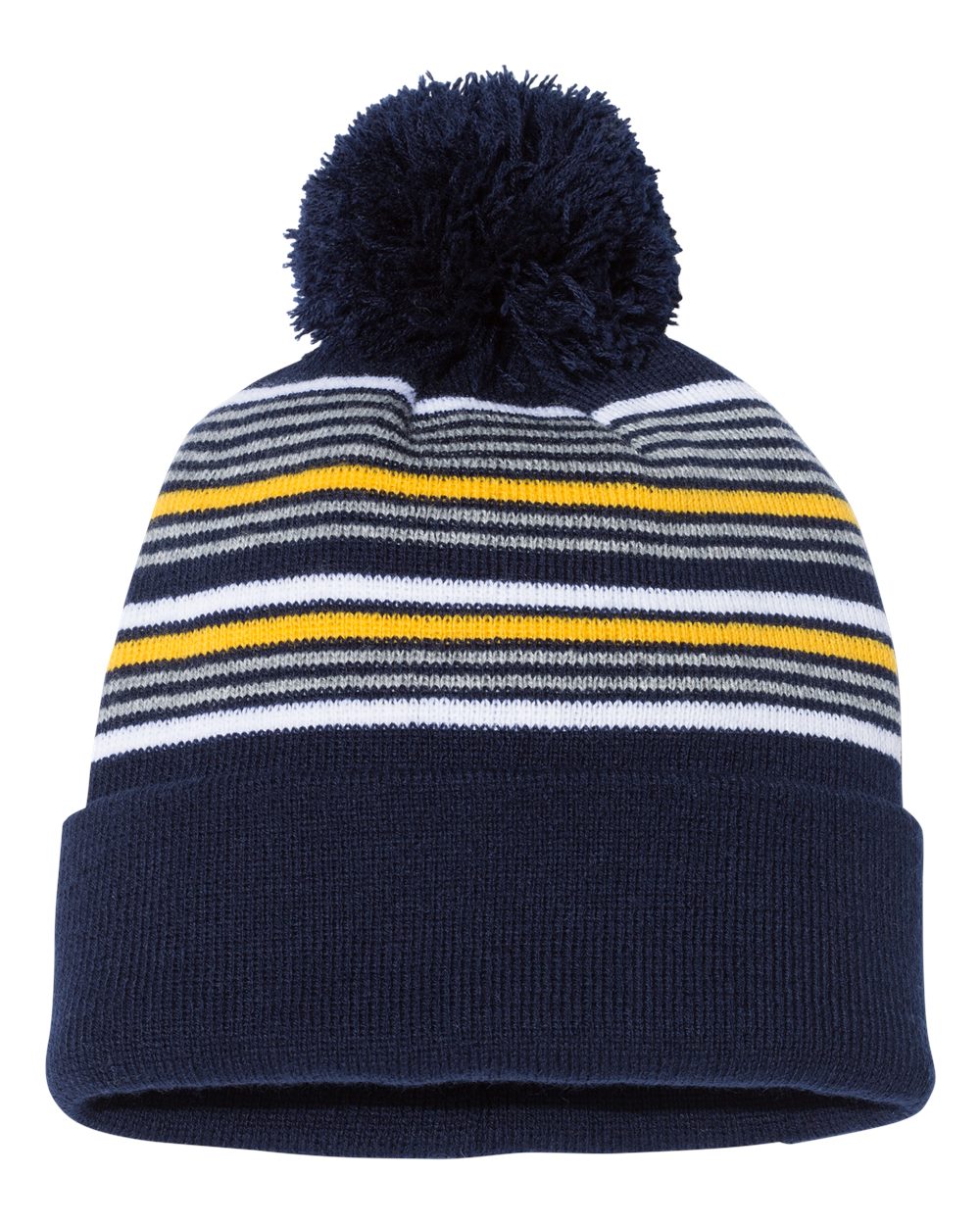 Sportsman-SP60-12" Striped Pom-Pom Cuffed Beanie - Image 7