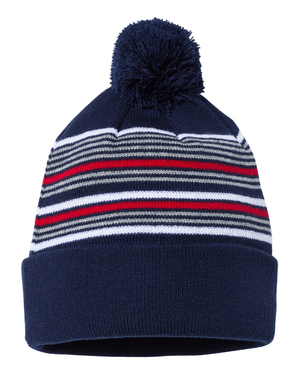 Sportsman-SP60-12" Striped Pom-Pom Cuffed Beanie - Image 9
