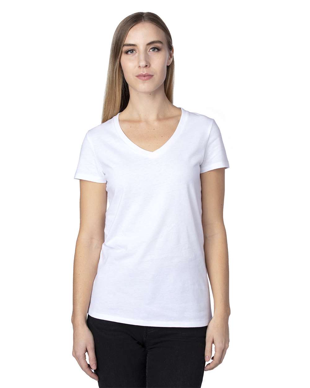 Threadfast Apparel-200RV-Women's Ultimate CVC V-Neck T-Shirt - Image 3