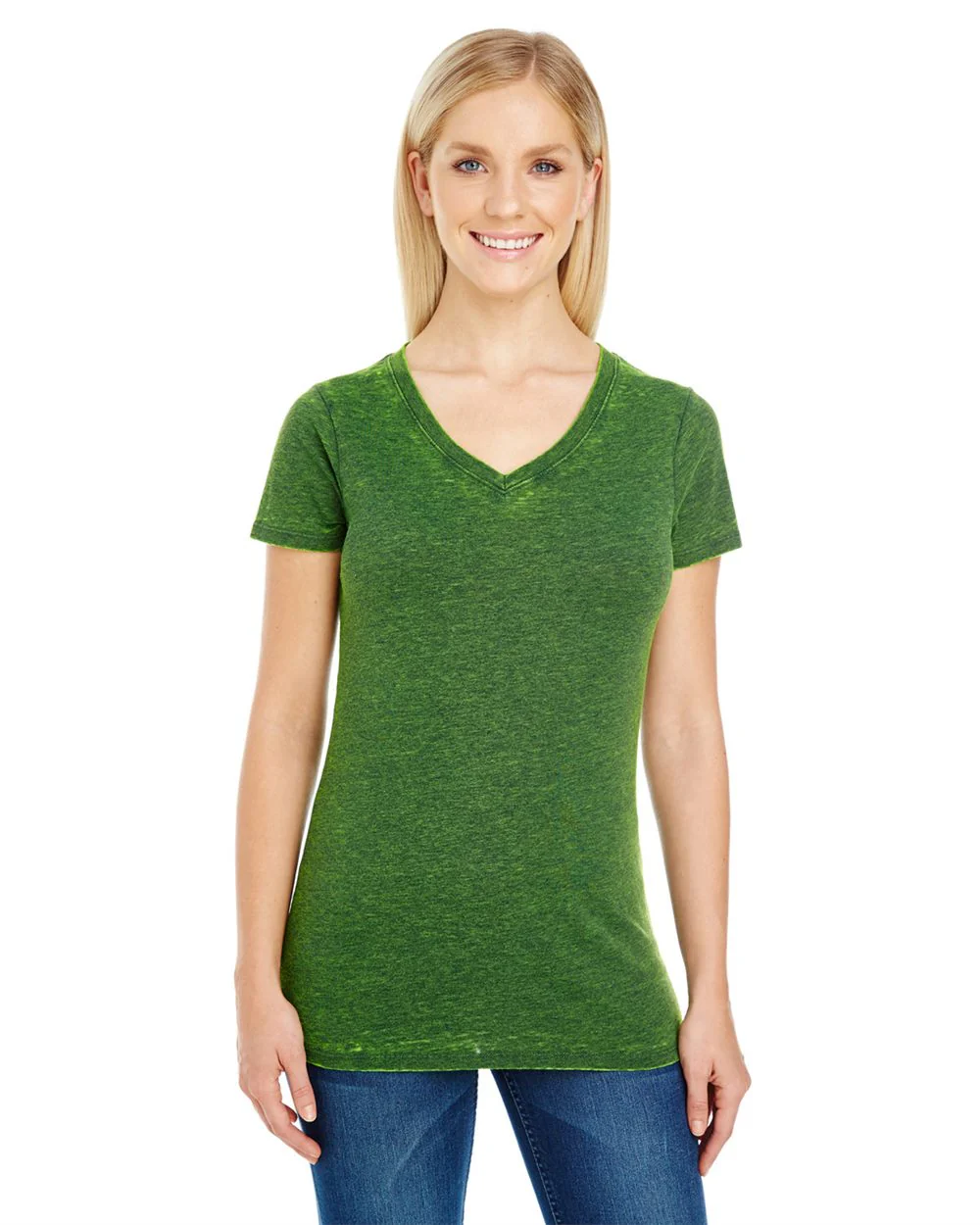 Threadfast Apparel-215B-Women's Cross Dye V-Neck T-Shirt - Image 3