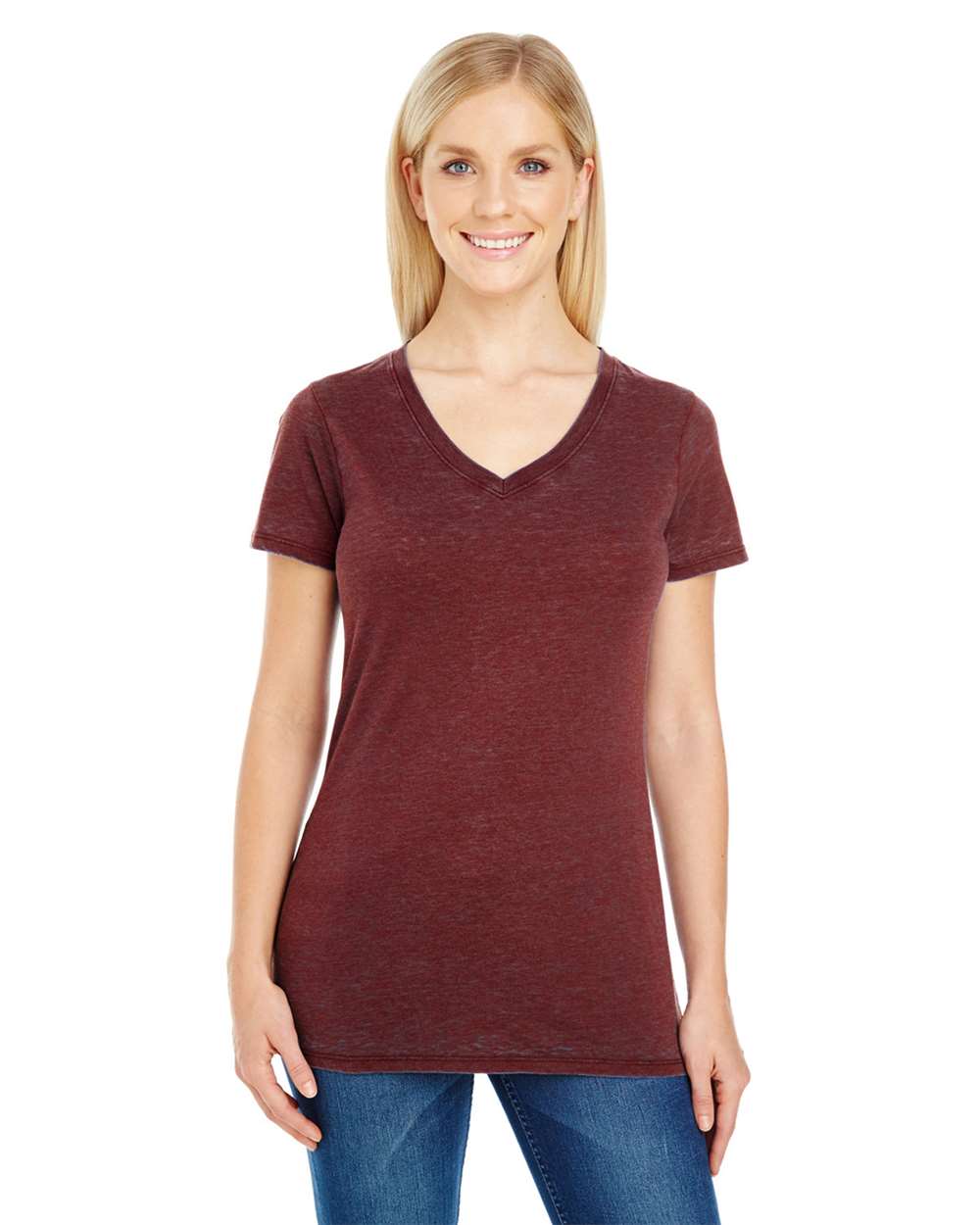 Threadfast Apparel-215B-Women's Cross Dye V-Neck T-Shirt - Image 4