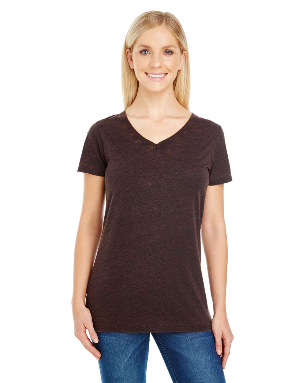 Threadfast Apparel-215B-Women's Cross Dye V-Neck T-Shirt - Image 9
