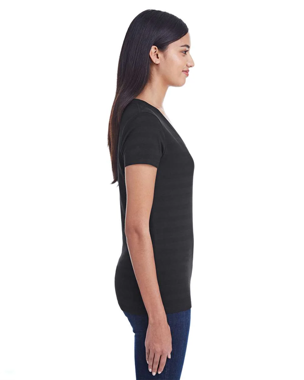 Threadfast Apparel-252RV-Women's Invisible Stripe V-Neck T-Shirt - Image 2