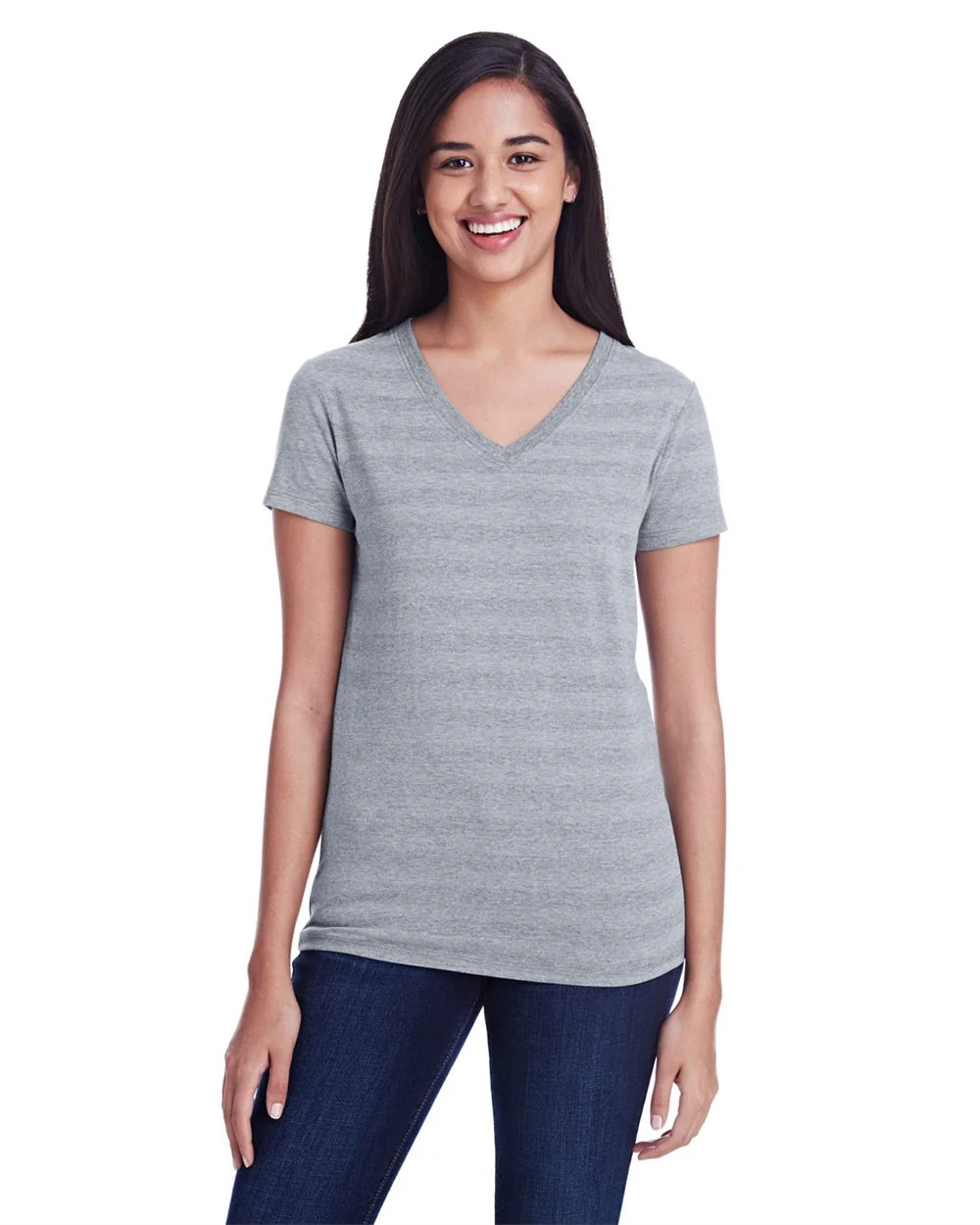 Threadfast Apparel-252RV-Women's Invisible Stripe V-Neck T-Shirt - Image 4