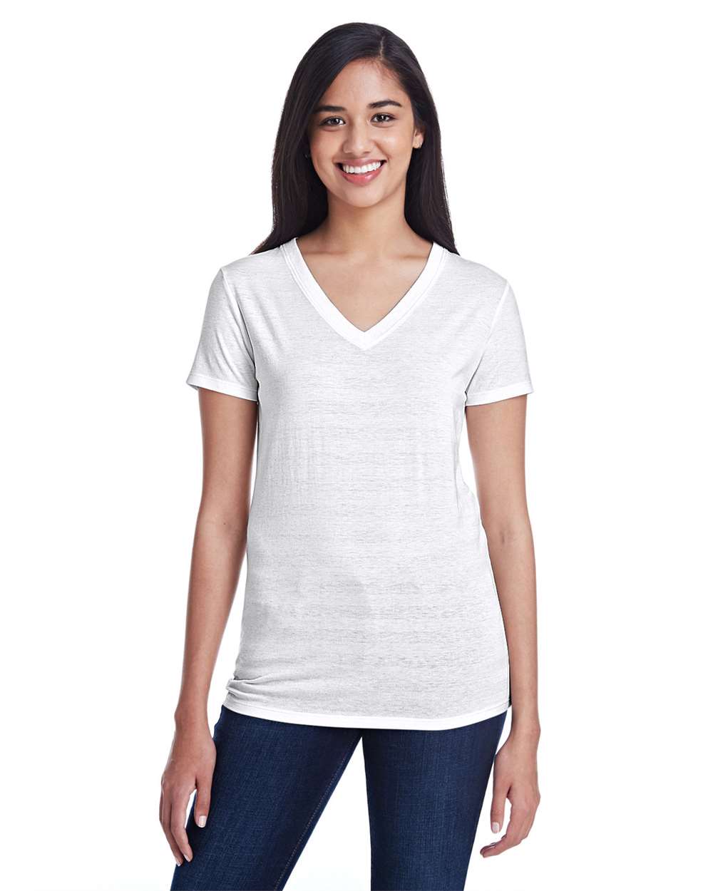 Threadfast Apparel-252RV-Women's Invisible Stripe V-Neck T-Shirt - Image 8