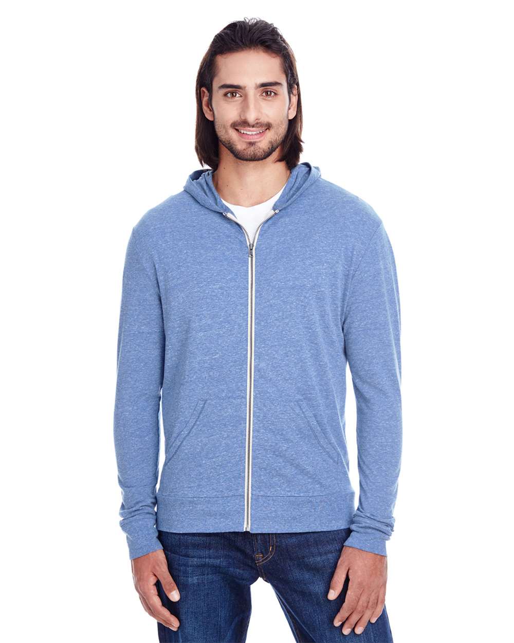 Threadfast Apparel-302Z-Triblend Full-Zip Light Hooded Sweatshirt - Image 10