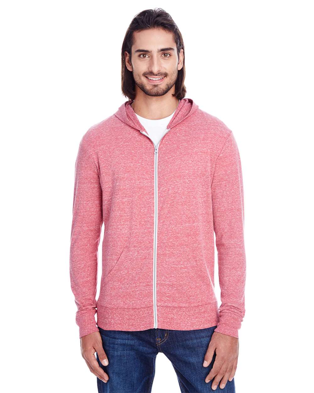 Threadfast Apparel-302Z-Triblend Full-Zip Light Hooded Sweatshirt - Image 14