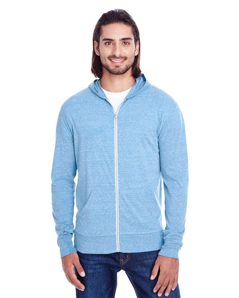 Threadfast Apparel-302Z-Triblend Full-Zip Light Hooded Sweatshirt - Image 17