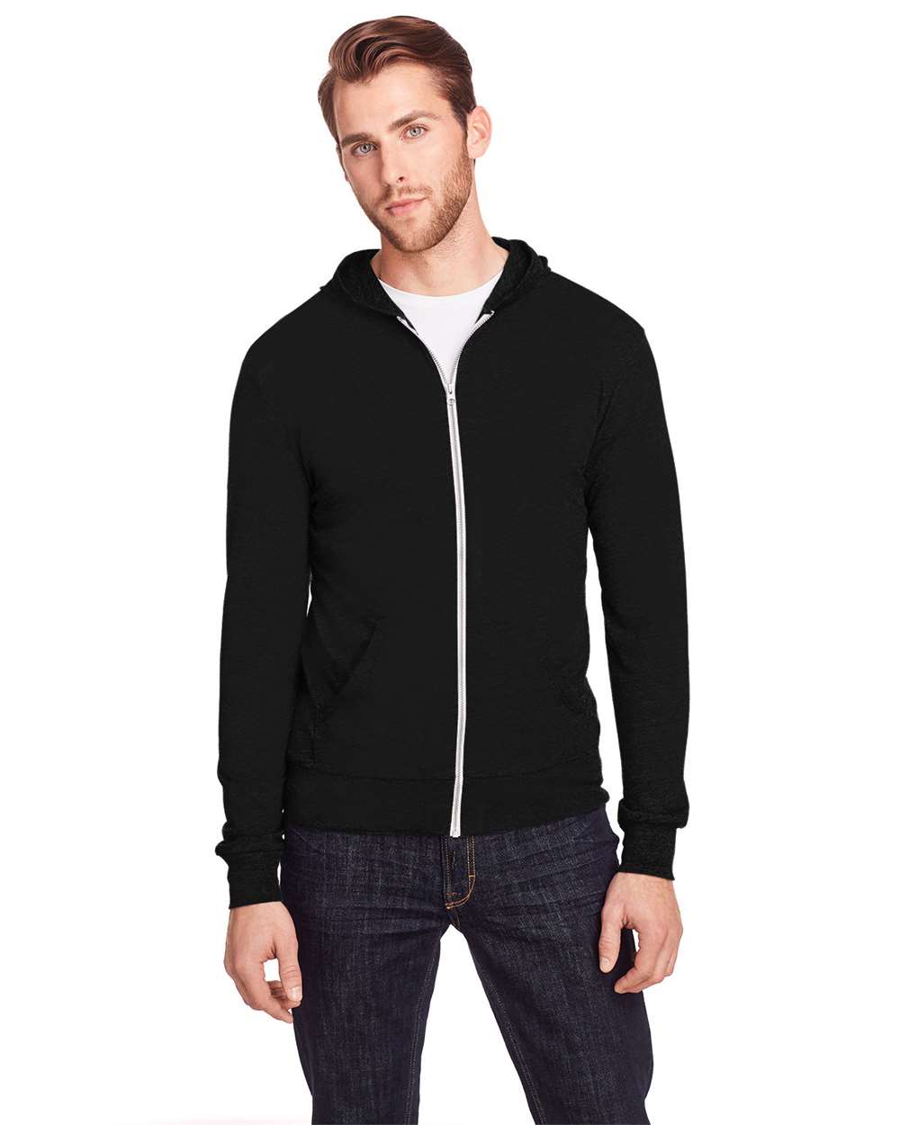 Threadfast Apparel-302Z-Triblend Full-Zip Light Hooded Sweatshirt - Image 18