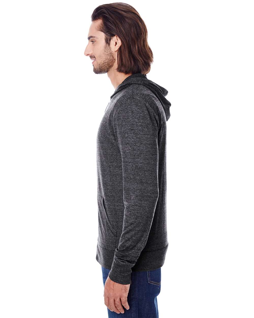 Threadfast Apparel-302Z-Triblend Full-Zip Light Hooded Sweatshirt - Image 2