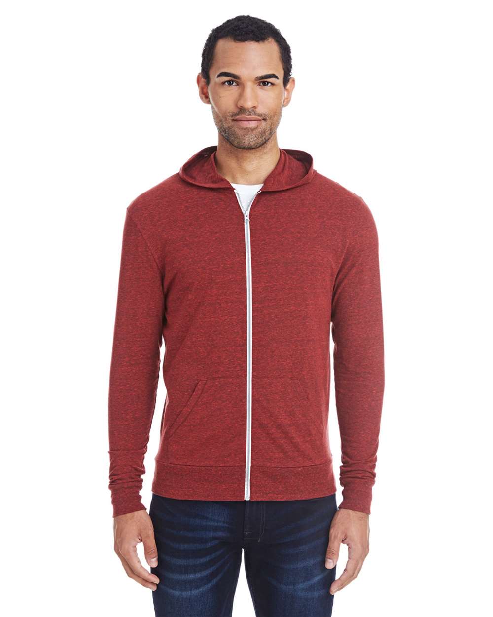 Threadfast Apparel-302Z-Triblend Full-Zip Light Hooded Sweatshirt - Image 4