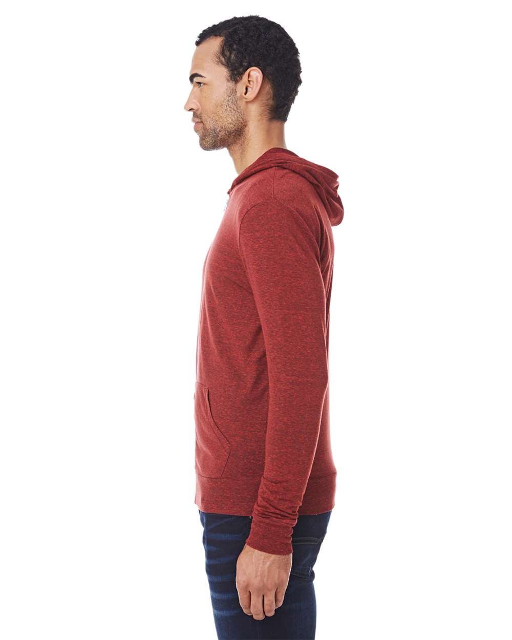 Threadfast Apparel-302Z-Triblend Full-Zip Light Hooded Sweatshirt - Image 5