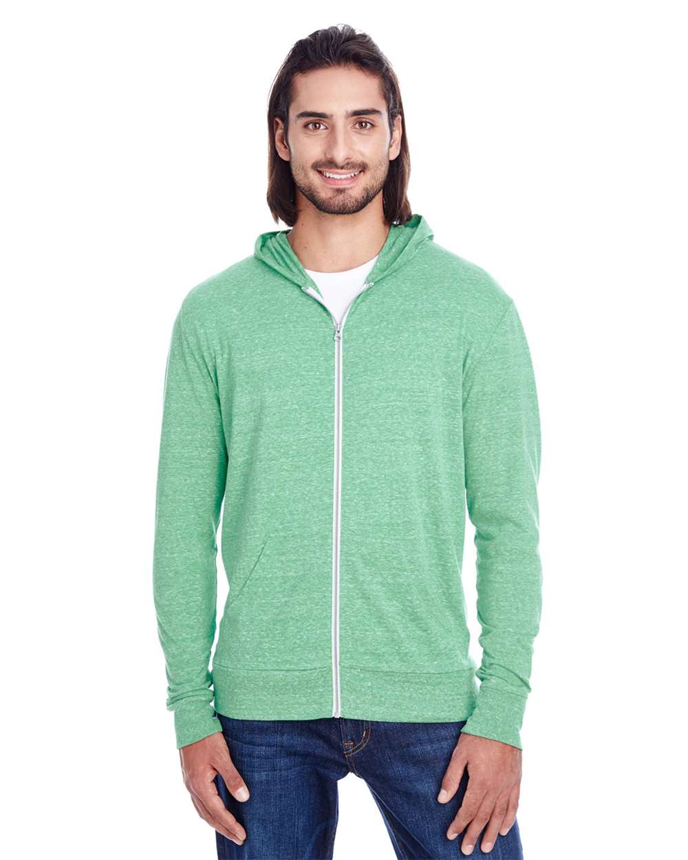 Threadfast Apparel-302Z-Triblend Full-Zip Light Hooded Sweatshirt - Image 6