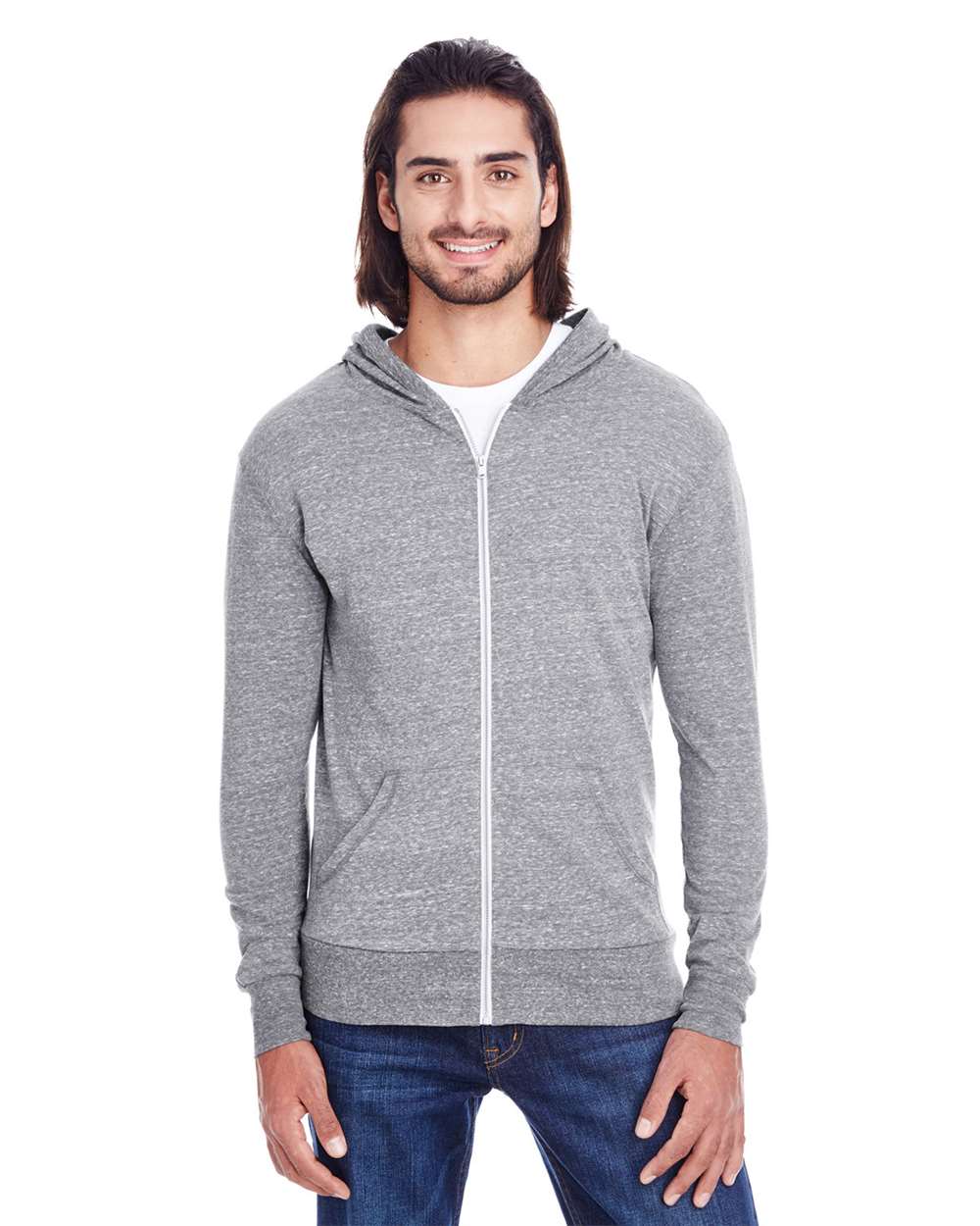 Threadfast Apparel-302Z-Triblend Full-Zip Light Hooded Sweatshirt - Image 8