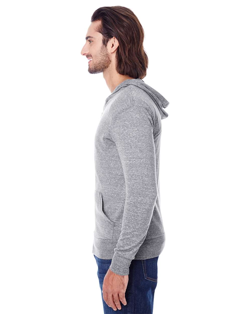 Threadfast Apparel-302Z-Triblend Full-Zip Light Hooded Sweatshirt - Image 9