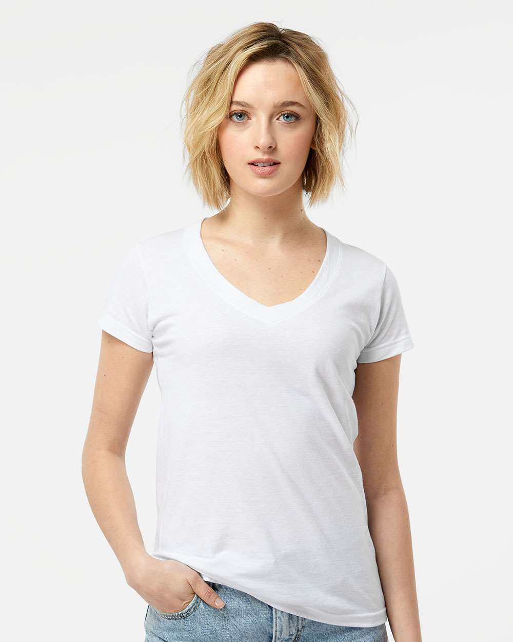 Tultex-214-Women's Fine Jersey V-Neck T-Shirt - Image 29