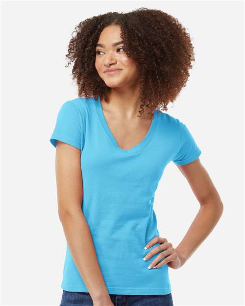 Tultex-214-Women's Fine Jersey V-Neck T-Shirt - Image 43