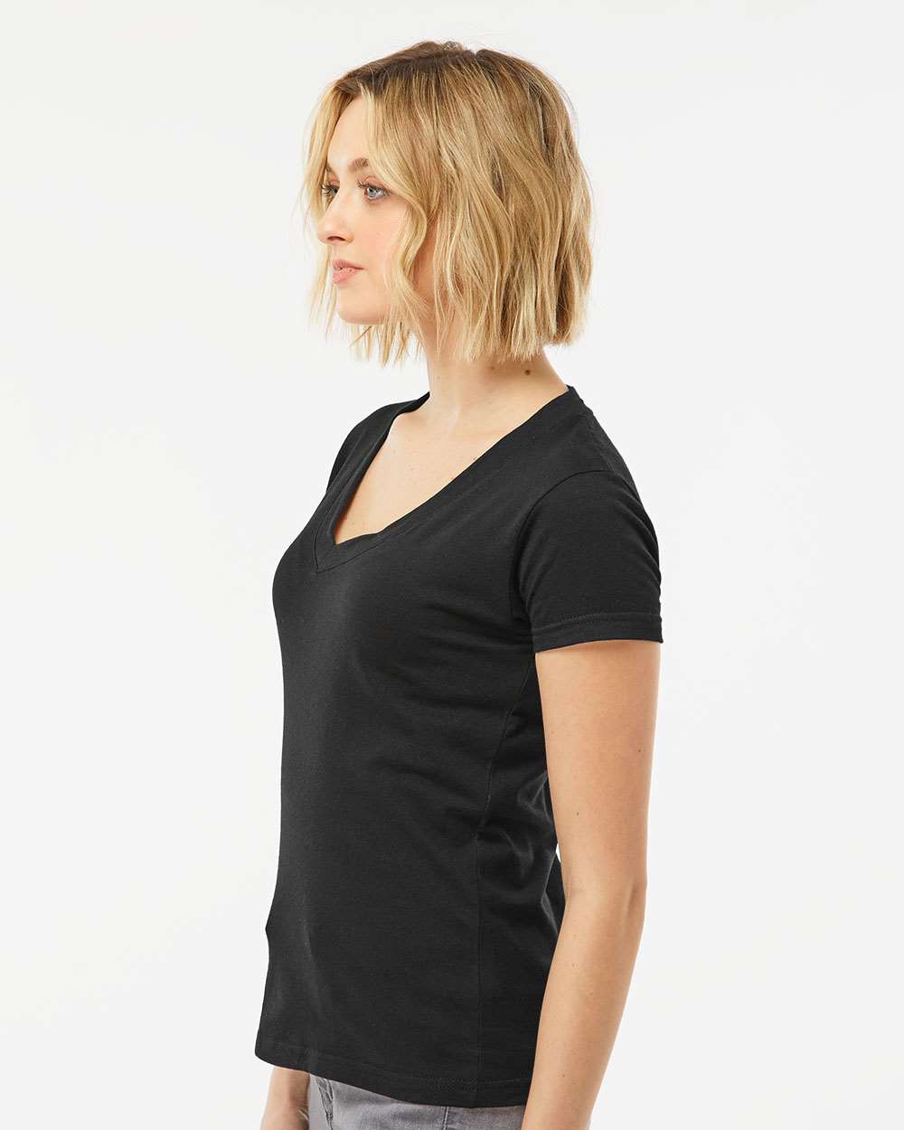 Tultex-214-Women's Fine Jersey V-Neck T-Shirt - Image 5