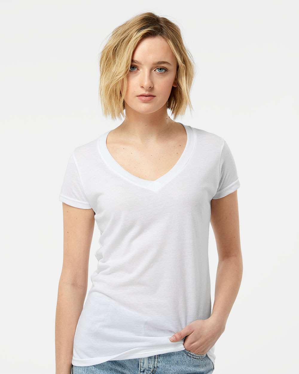Tultex-244-Women's Poly-Rich V-Neck T-Shirt - Image 35
