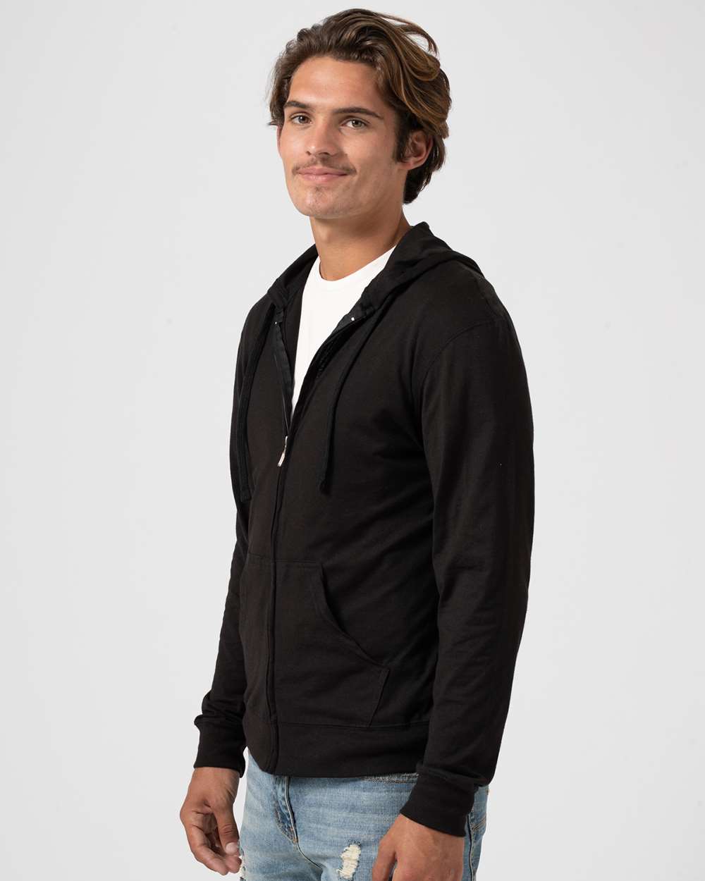 Tultex-260-Beach Full-Zip Hooded Long Sleeve T-Shirt - Image 4