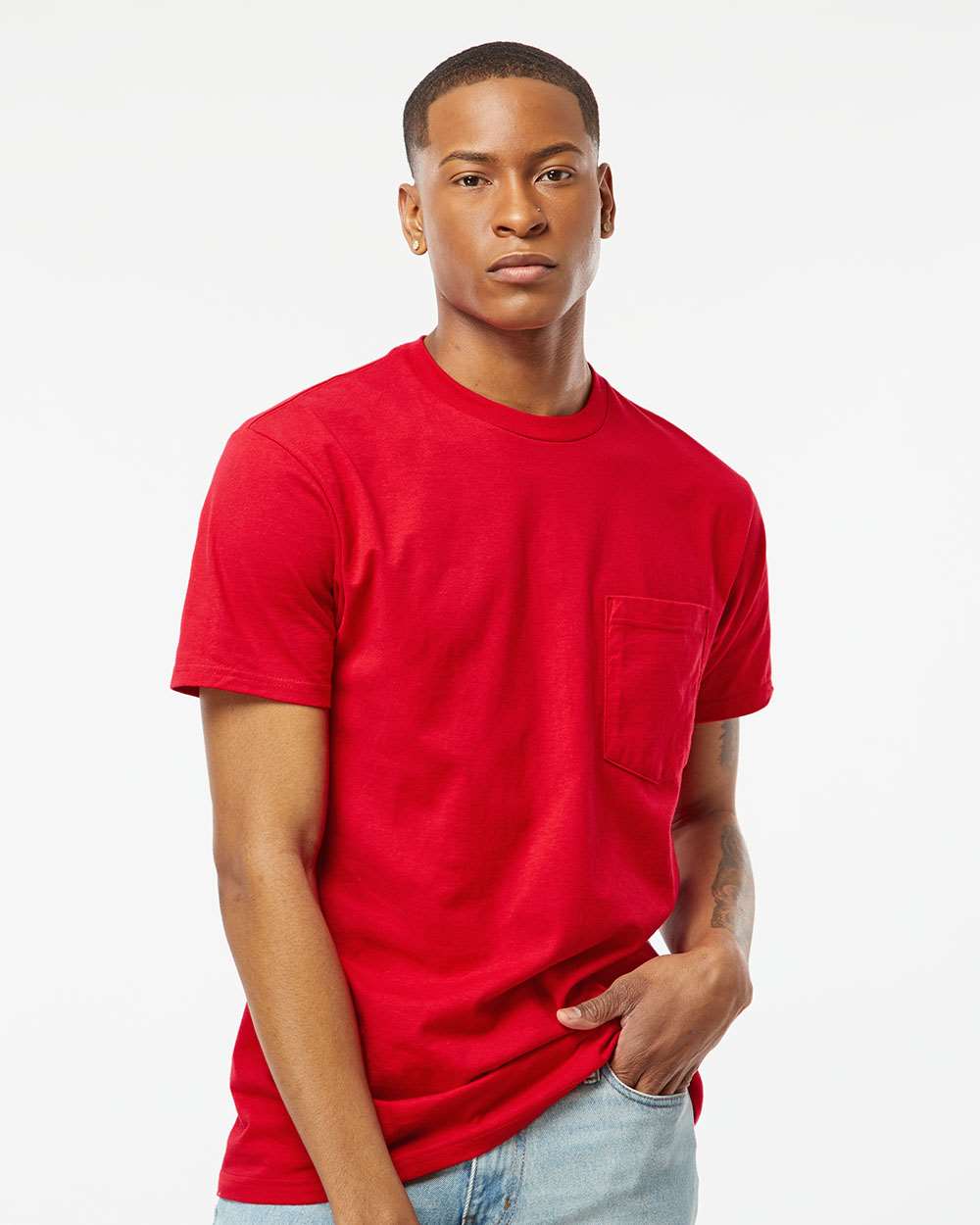 Tultex-293-Heavyweight Jersey Pocket T-Shirt - Image 23