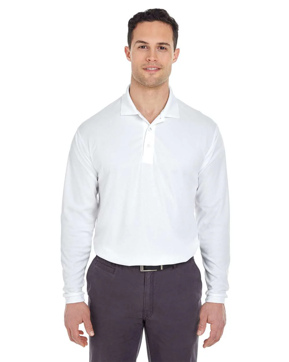 UltraClub-8210LS-Men's Cool & Dry Long Sleeve Mesh Piqué Polo - Image 11