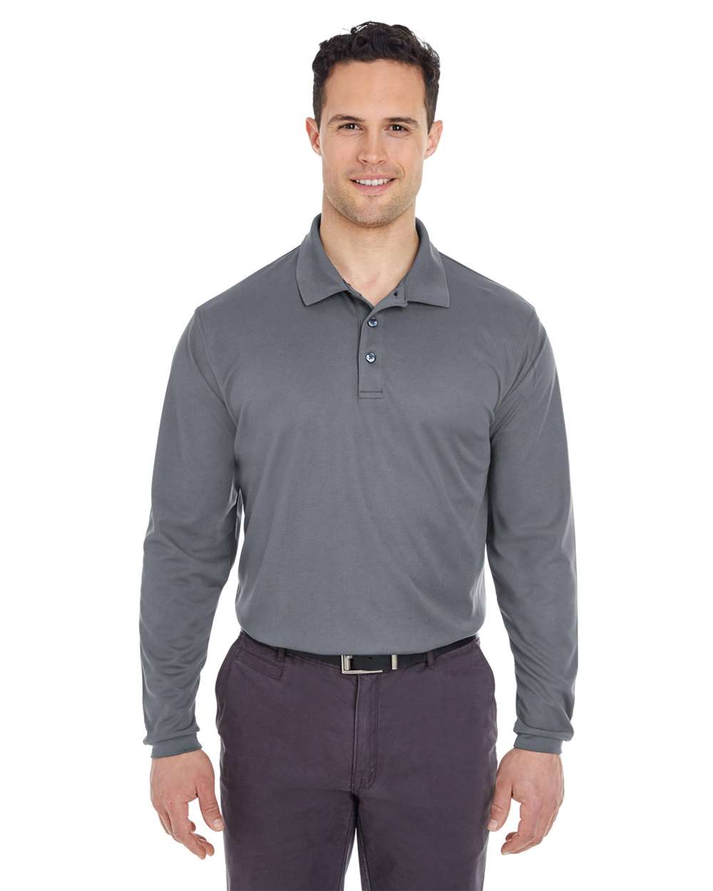 UltraClub-8210LS-Men's Cool & Dry Long Sleeve Mesh Piqué Polo - Image 15
